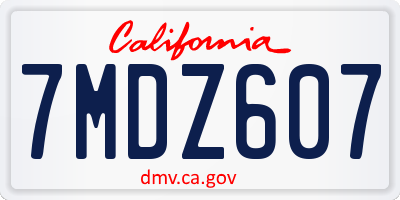 CA license plate 7MDZ607