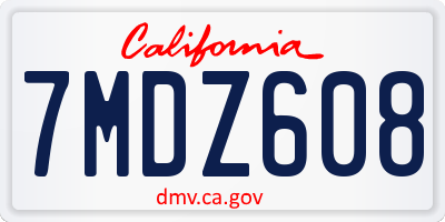 CA license plate 7MDZ608
