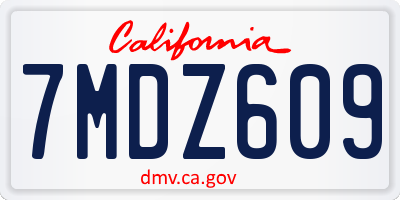 CA license plate 7MDZ609