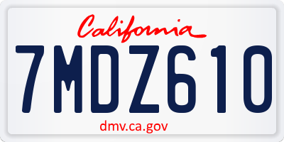 CA license plate 7MDZ610
