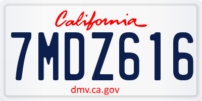 CA license plate 7MDZ616