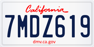 CA license plate 7MDZ619