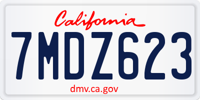 CA license plate 7MDZ623