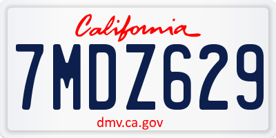 CA license plate 7MDZ629