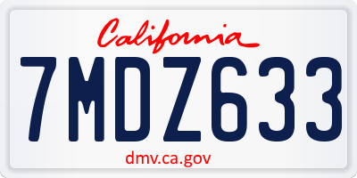 CA license plate 7MDZ633