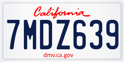 CA license plate 7MDZ639