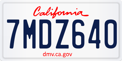 CA license plate 7MDZ640