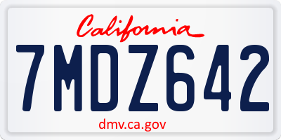 CA license plate 7MDZ642