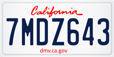 CA license plate 7MDZ643