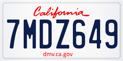 CA license plate 7MDZ649