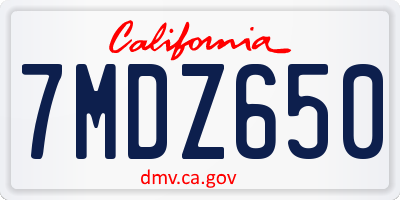 CA license plate 7MDZ650