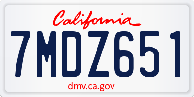 CA license plate 7MDZ651