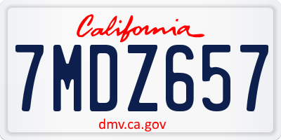 CA license plate 7MDZ657