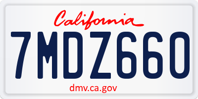 CA license plate 7MDZ660