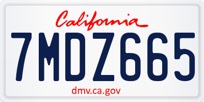 CA license plate 7MDZ665