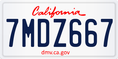 CA license plate 7MDZ667