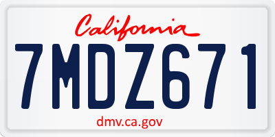 CA license plate 7MDZ671