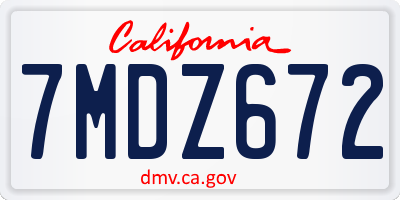 CA license plate 7MDZ672