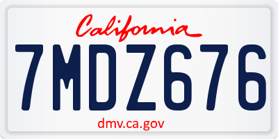 CA license plate 7MDZ676