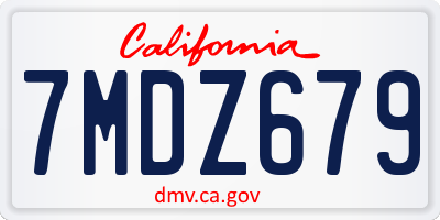 CA license plate 7MDZ679