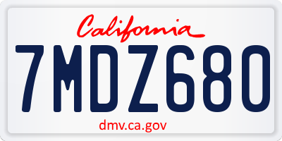 CA license plate 7MDZ680