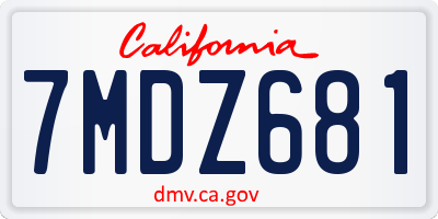 CA license plate 7MDZ681