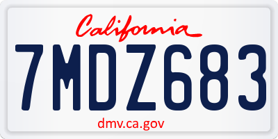 CA license plate 7MDZ683