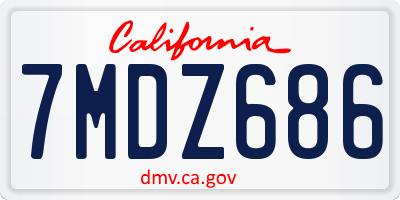 CA license plate 7MDZ686