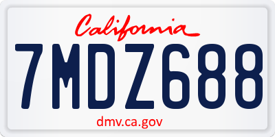 CA license plate 7MDZ688