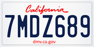 CA license plate 7MDZ689
