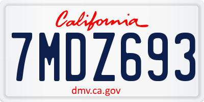 CA license plate 7MDZ693