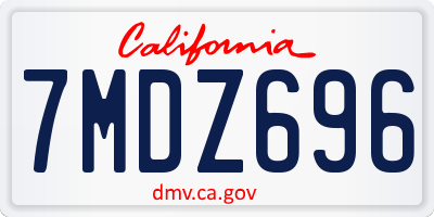 CA license plate 7MDZ696