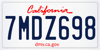 CA license plate 7MDZ698