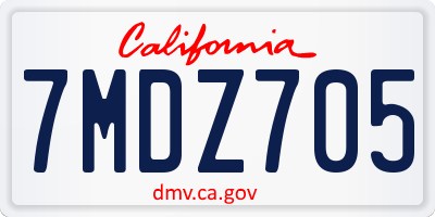 CA license plate 7MDZ705