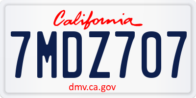 CA license plate 7MDZ707