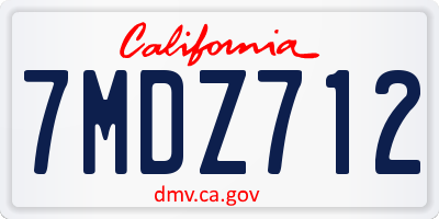 CA license plate 7MDZ712