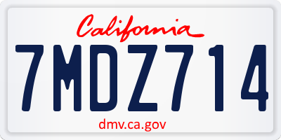 CA license plate 7MDZ714