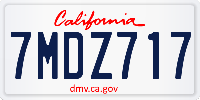 CA license plate 7MDZ717