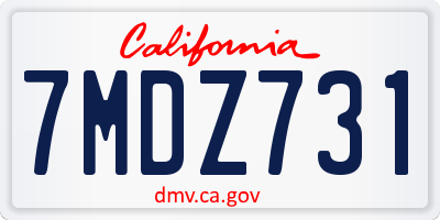 CA license plate 7MDZ731