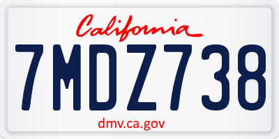 CA license plate 7MDZ738