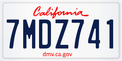 CA license plate 7MDZ741