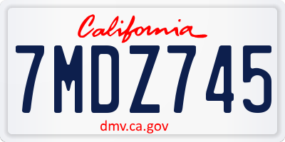 CA license plate 7MDZ745