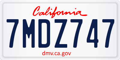 CA license plate 7MDZ747