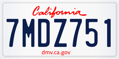 CA license plate 7MDZ751