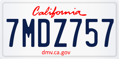 CA license plate 7MDZ757