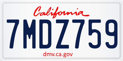 CA license plate 7MDZ759