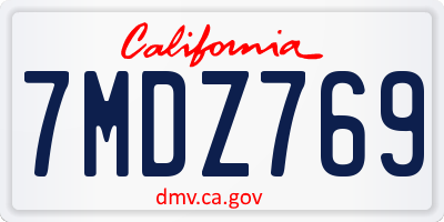 CA license plate 7MDZ769