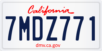 CA license plate 7MDZ771