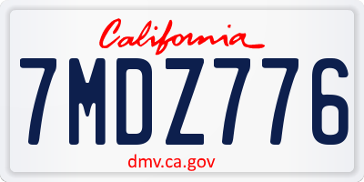 CA license plate 7MDZ776