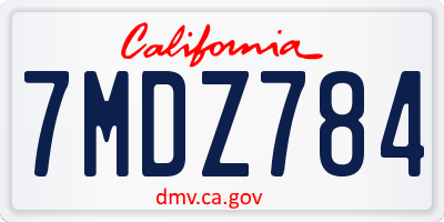 CA license plate 7MDZ784